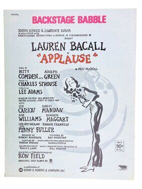 Vintage Backstage Babble Sheet Music Applause Lauren Bacall 1970 Broadway Comden